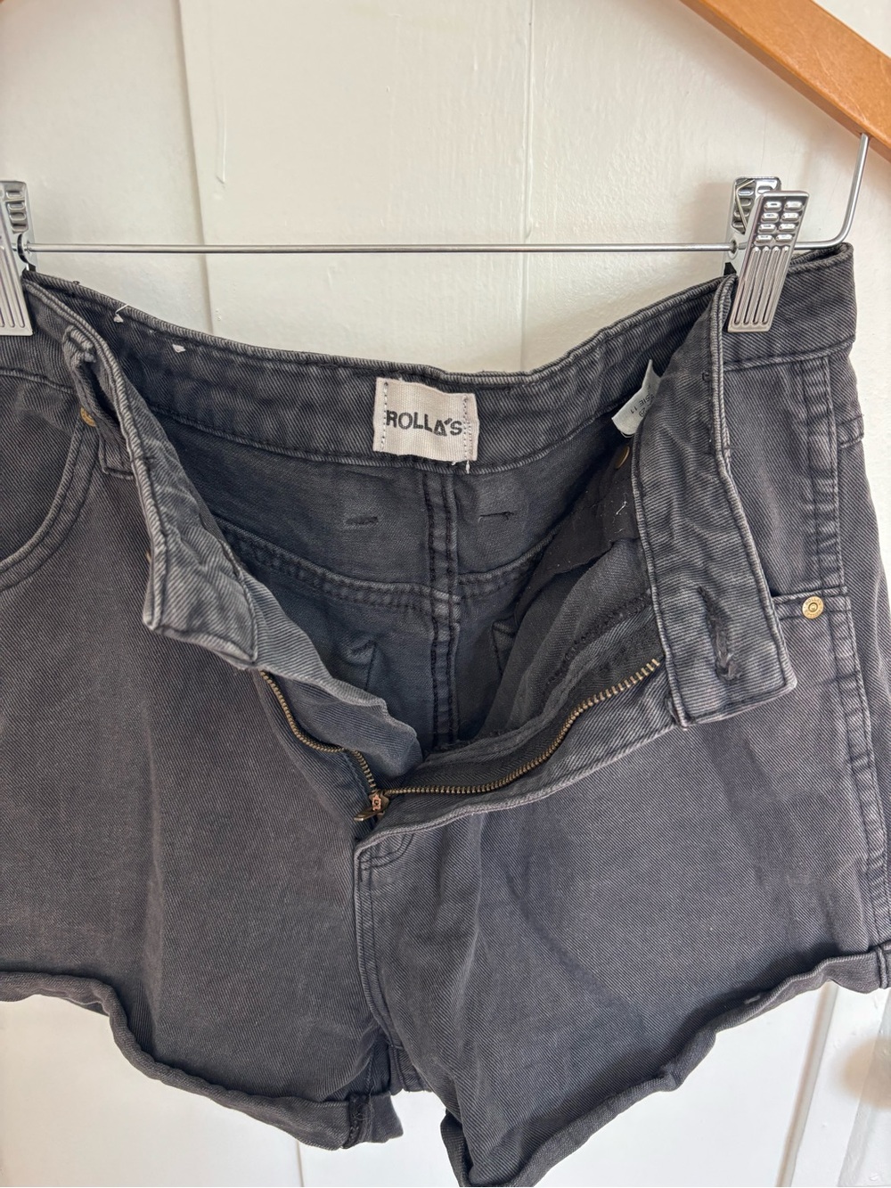 ROLLA'S Charcoal Black High-Rise Denim Shorts